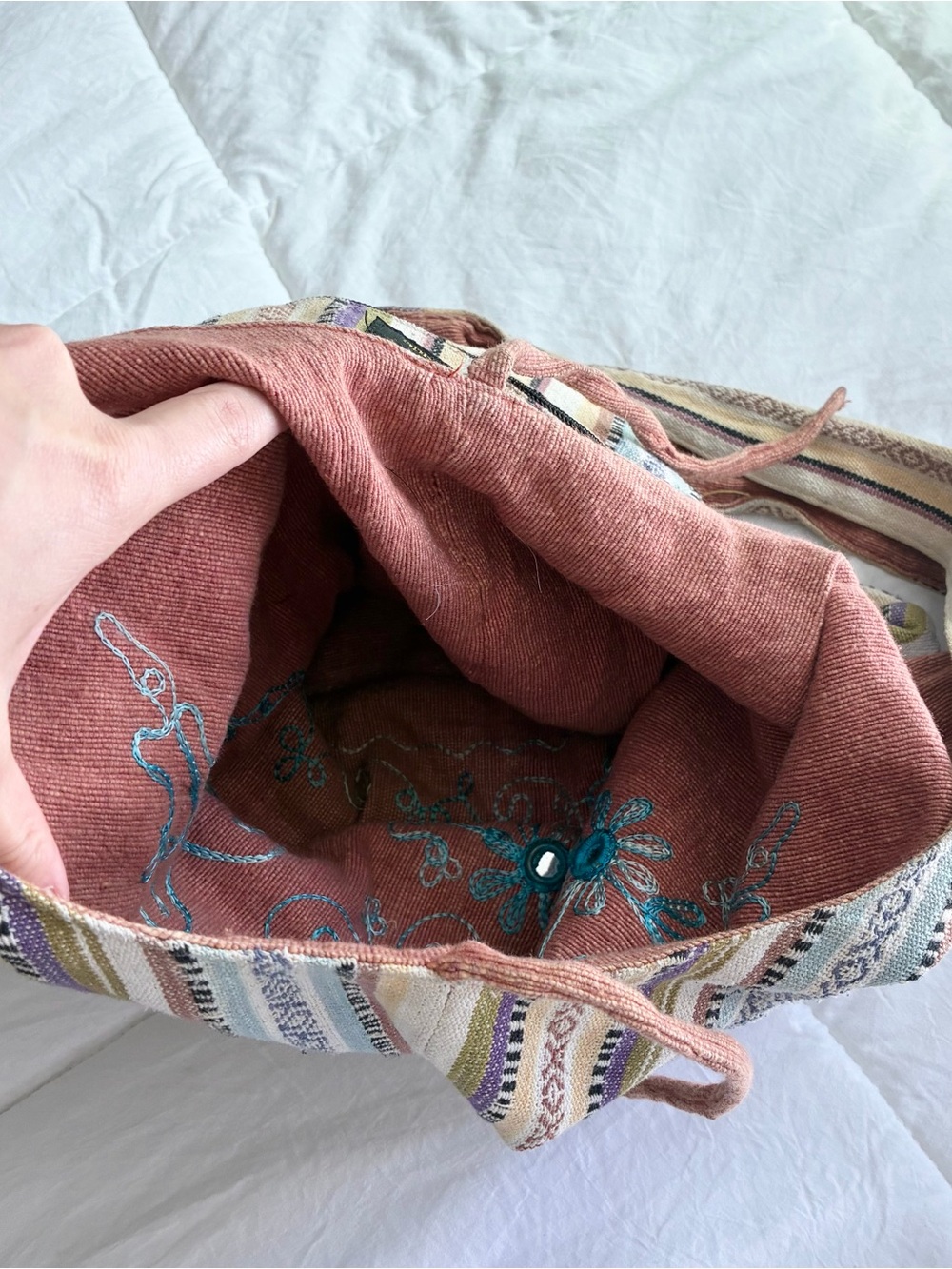 EARTH DIVAS Far Trade Made boho reversible tote - Picture 4 of 7